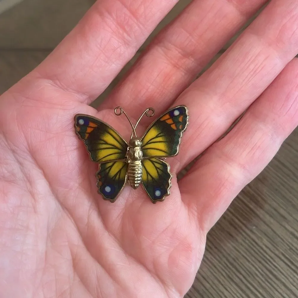 Vintage Colorful Butterfly Pin Resin Wings